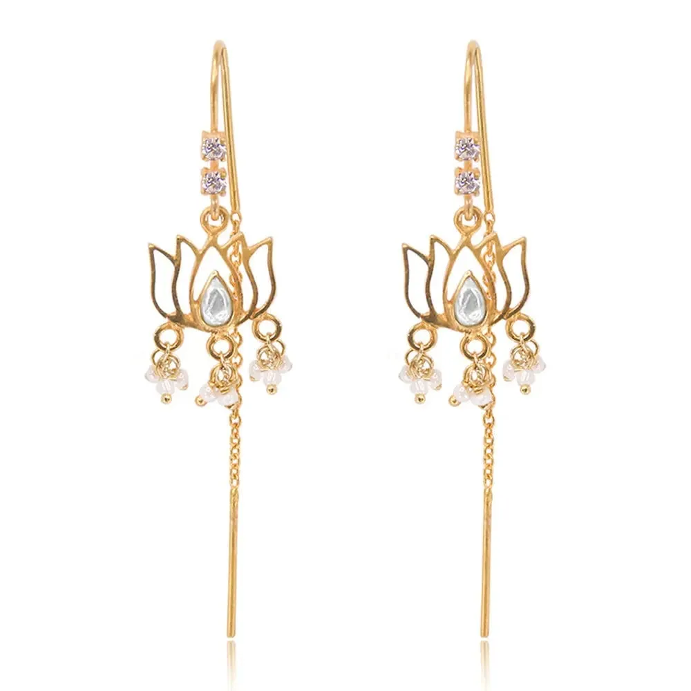 Lotus Drop Sui Dhaga Earrings