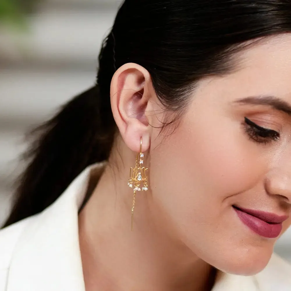 Lotus Drop Sui Dhaga Earrings