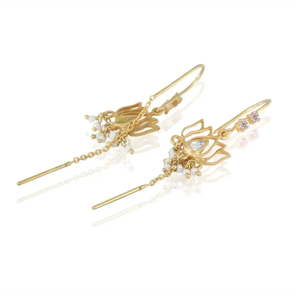 Lotus Drop Sui Dhaga Earrings