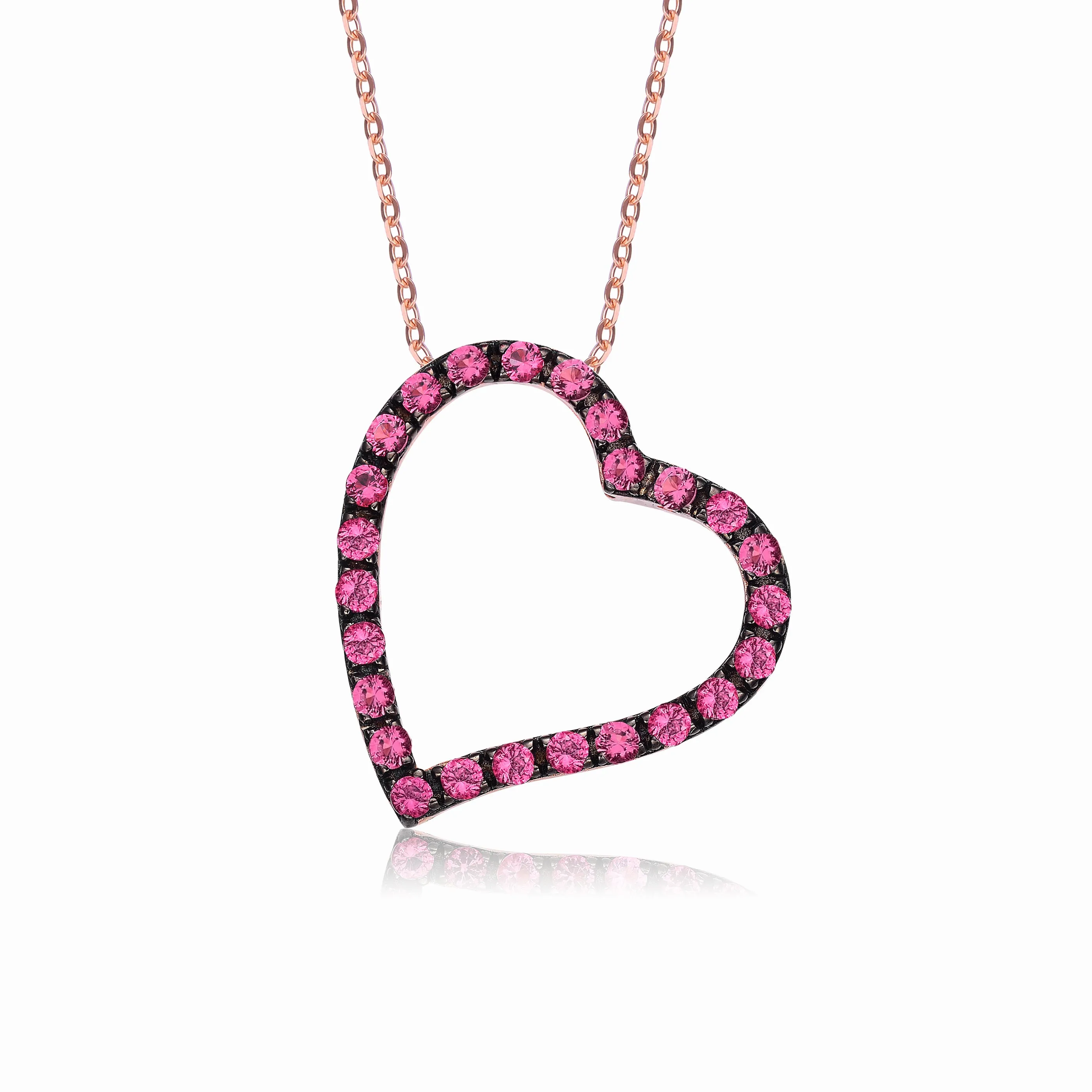 Louise Mini Malibu Heart Black & Rose Gold Necklace