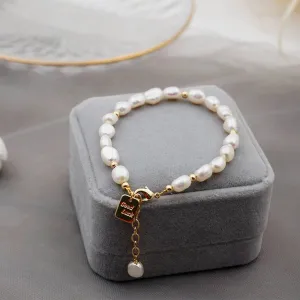 Lucky Engraved Pearls Bracelet