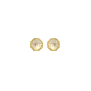 Maman Crown Bezel Moonstone Earrings