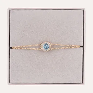 March Aquamarine-Colour Birthstone Clasp Bracelet In Gold-Tone