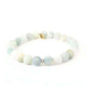 Matte Aquamarine Crystal Bracelet | Sterling Silver Ring