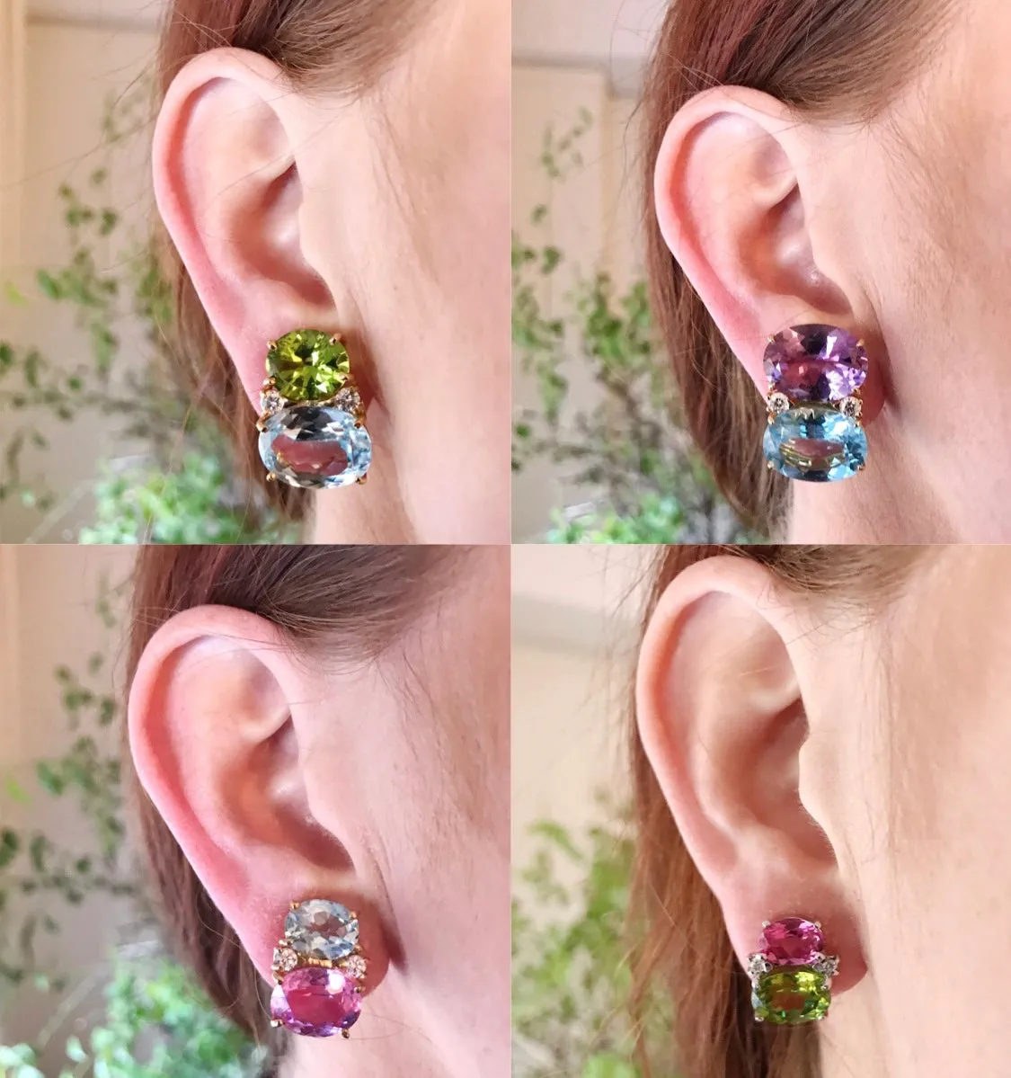 Medium GUM DROP™ Earrings with Deep Citrine and Pink Topaz and Diamonds