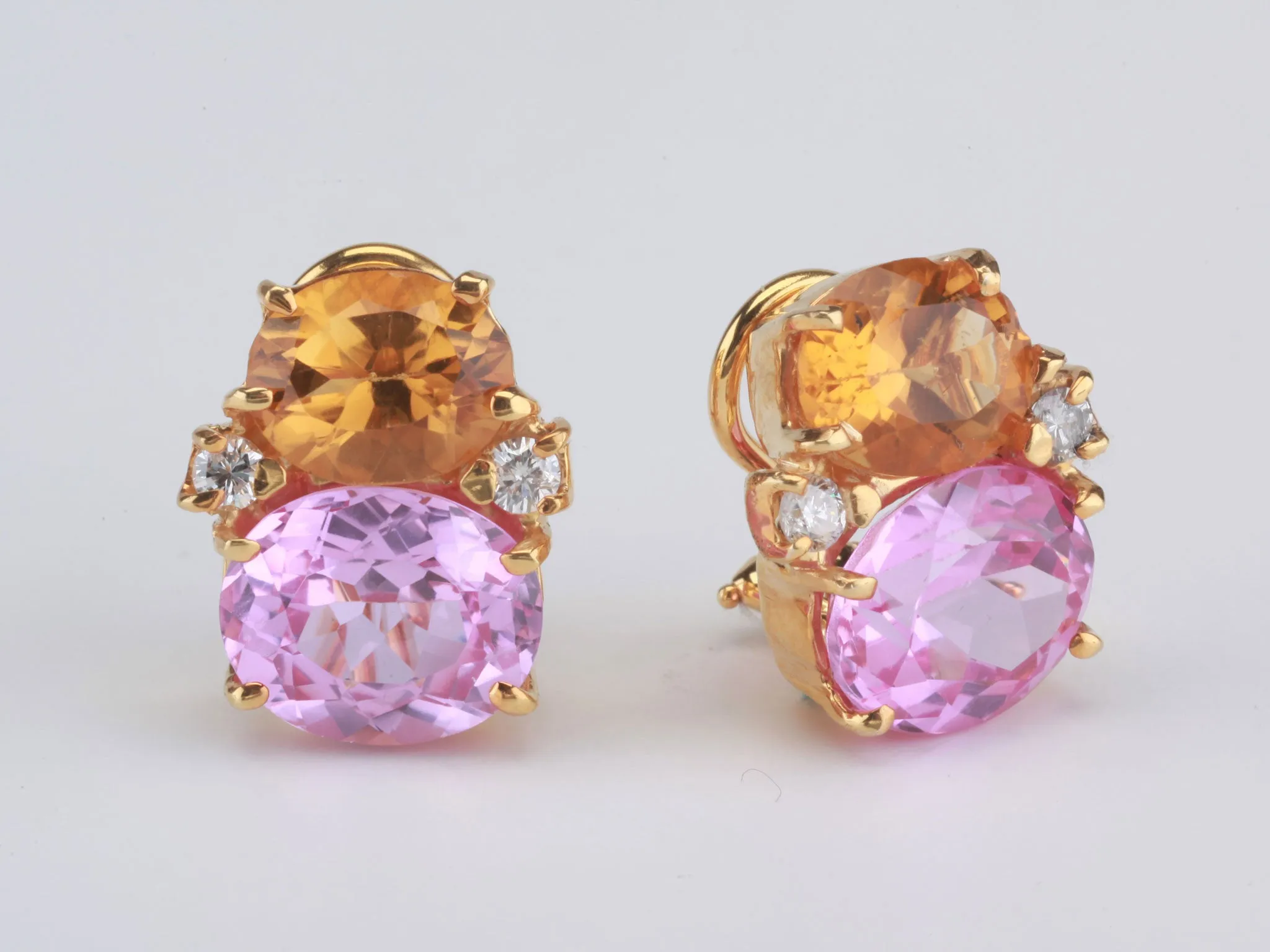 Medium GUM DROP™ Earrings with Deep Citrine and Pink Topaz and Diamonds