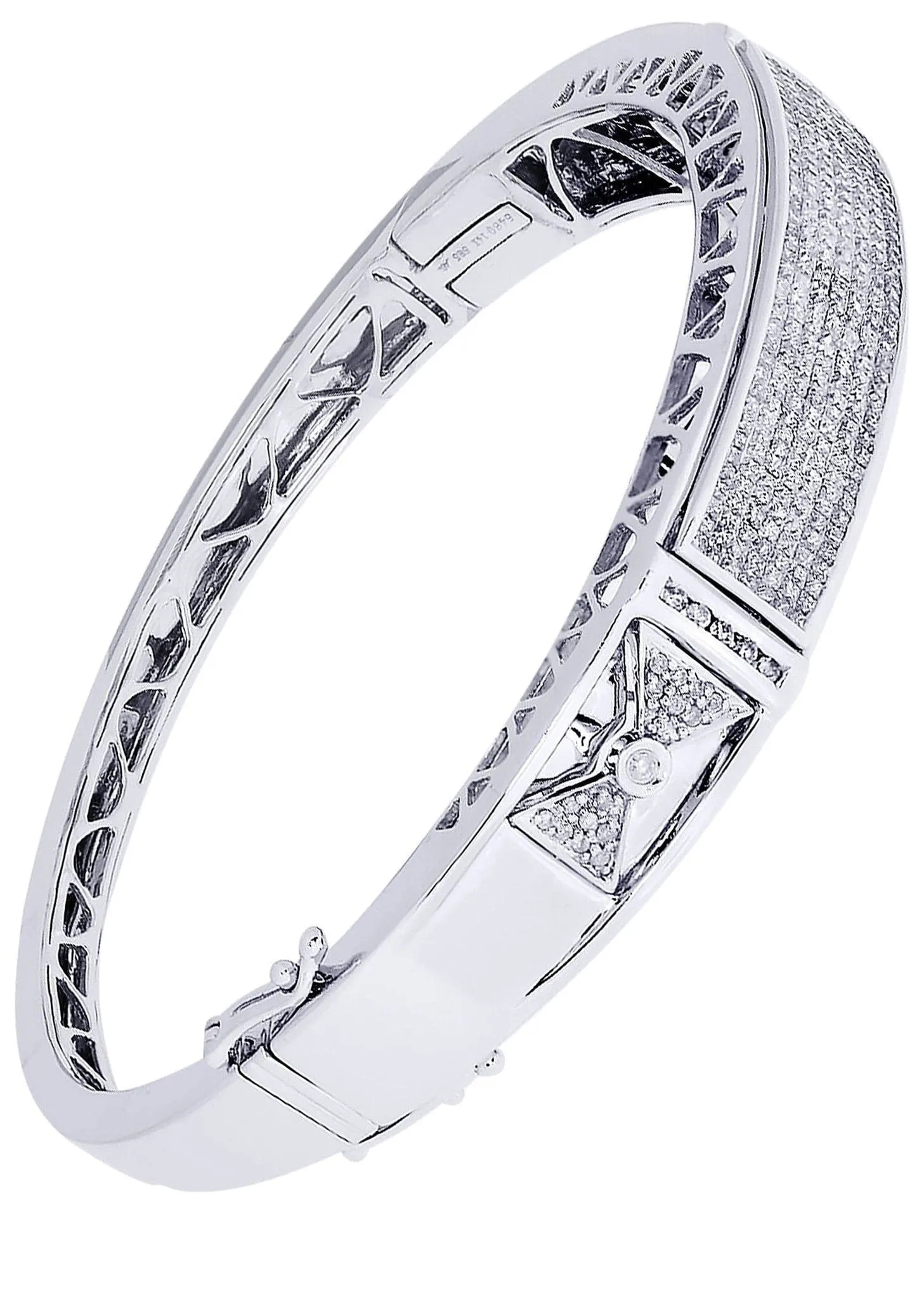 Mens Diamond Bangle White Gold| 2.78 Carats| 33.64 Grams