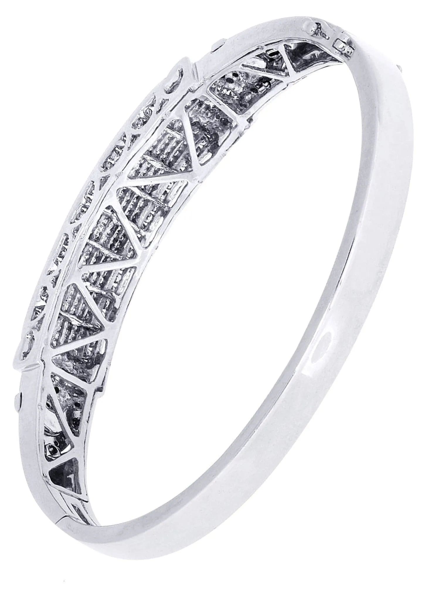 Mens Diamond Bangle White Gold| 3.3 Carats| 34.27 Grams