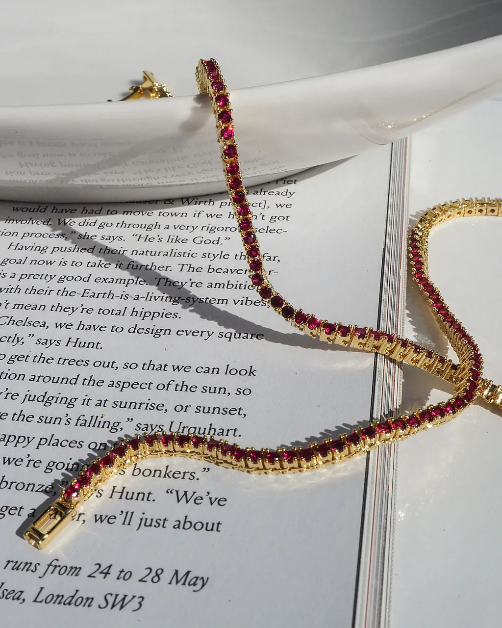 Mini Ballier Necklace- Ruby Red- Gold