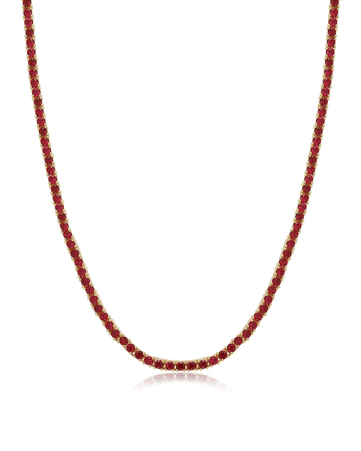 Mini Ballier Necklace- Ruby Red- Gold