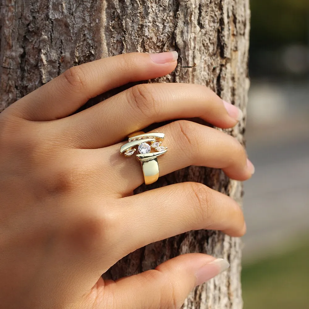 Minimalist Jewelry Unique Sparkling Princess Cut Cubic Zircon Promise Ring