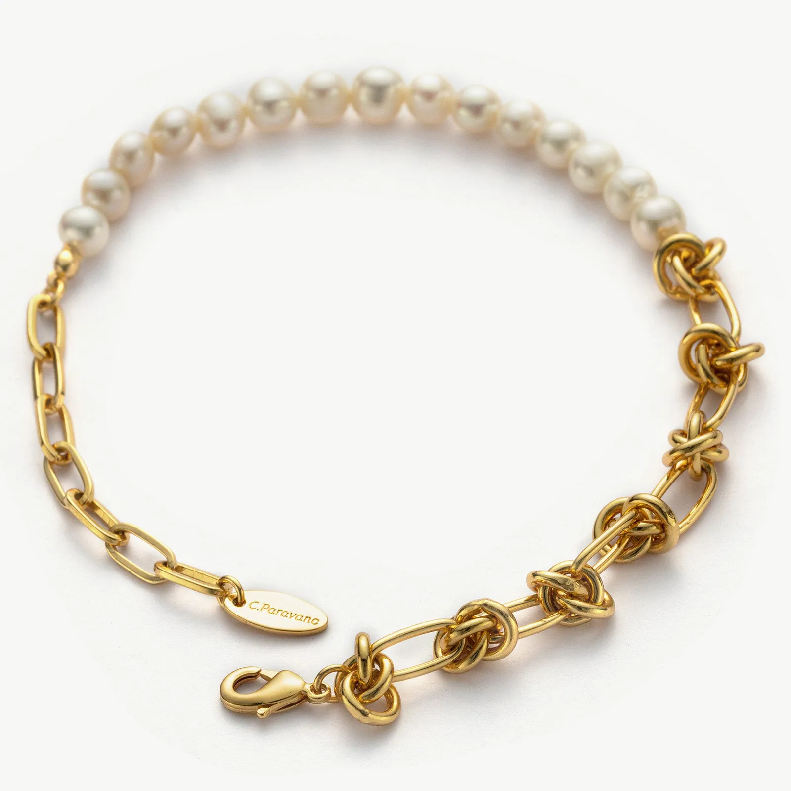 Molten Baroque Pearl Twisted Chain Bracelet