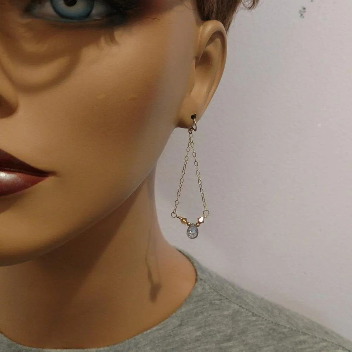 Mystic Rainbow Quartz Drop Gold Filled Earrings