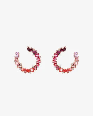 Nadima Red Ombre Midi Spiral Hoops