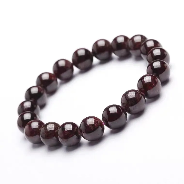 Natural Genuine Wine Red Garnet Bracelet Men And Women Single Circle 12mm Large Beads Large Grain Crystal Bracelet Men's Jewelry