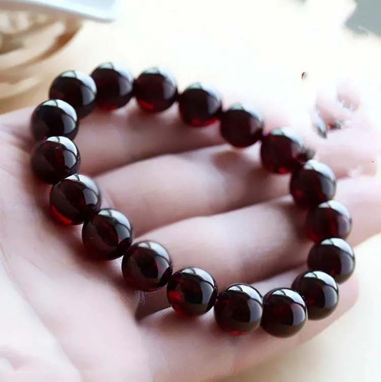 Natural Genuine Wine Red Garnet Bracelet Men And Women Single Circle 12mm Large Beads Large Grain Crystal Bracelet Men's Jewelry