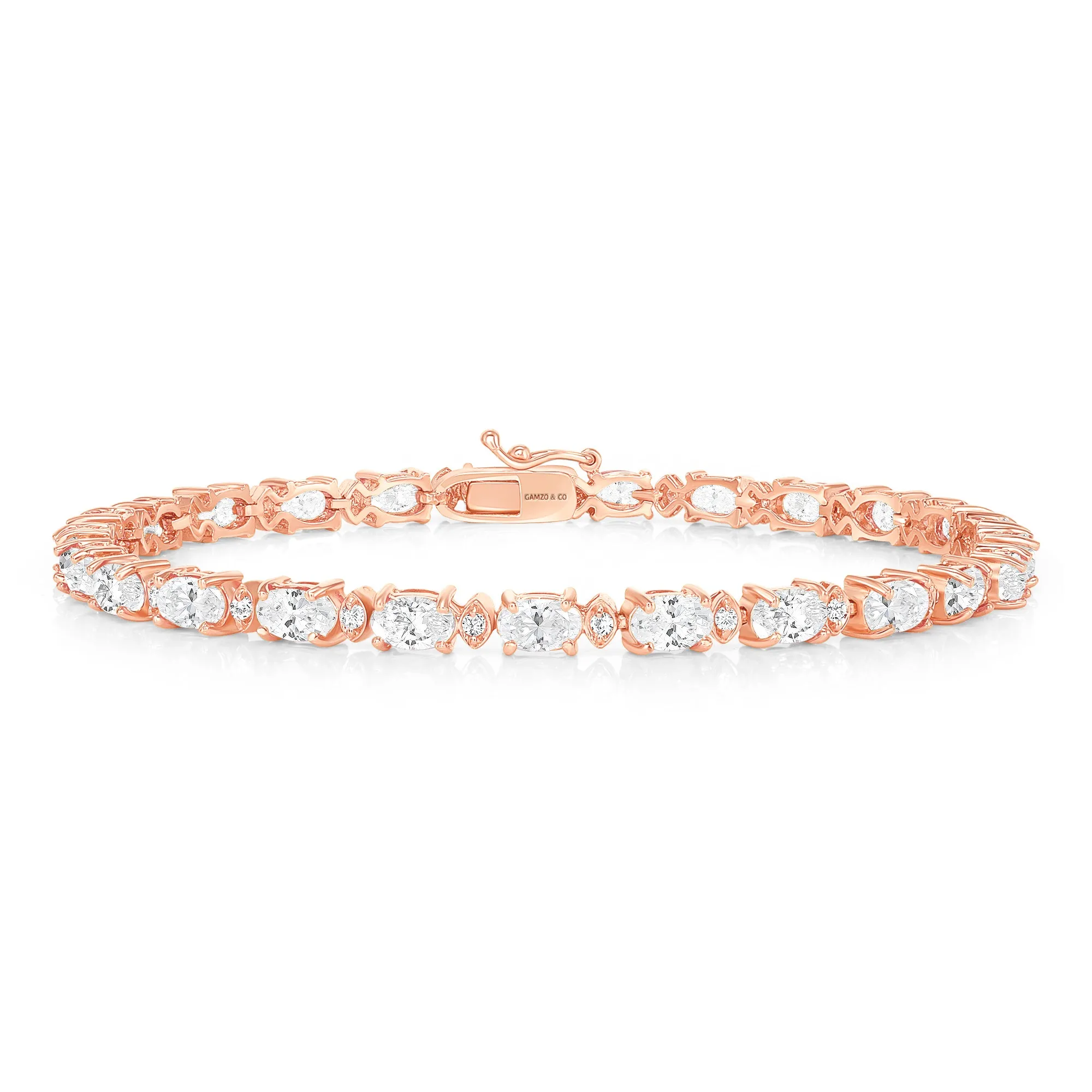 Natural Oval Diamond Tennis Bracelet - East-West