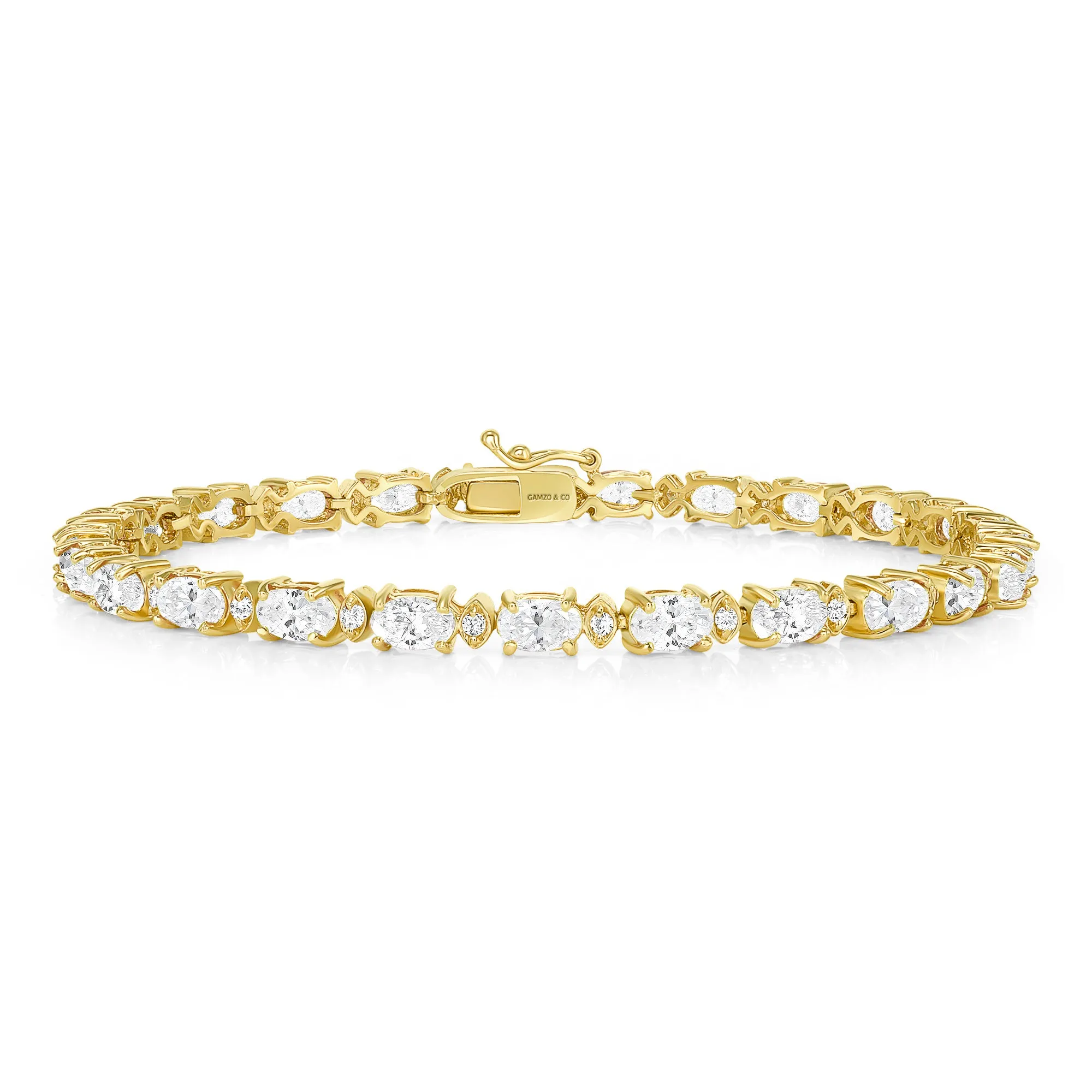 Natural Oval Diamond Tennis Bracelet - East-West