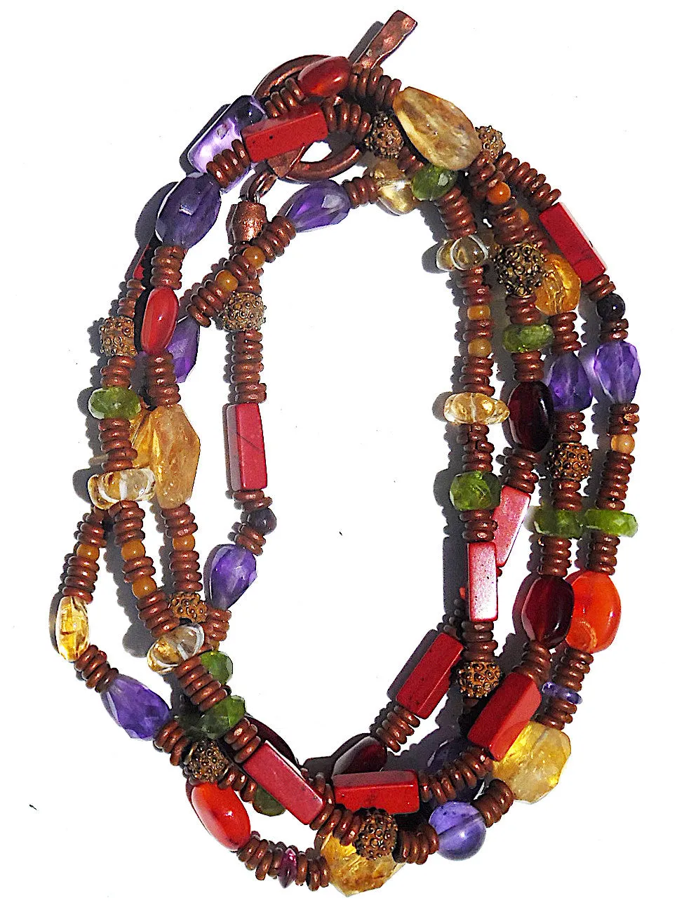 Necklace Copper And Semiprecious Mix Double Length