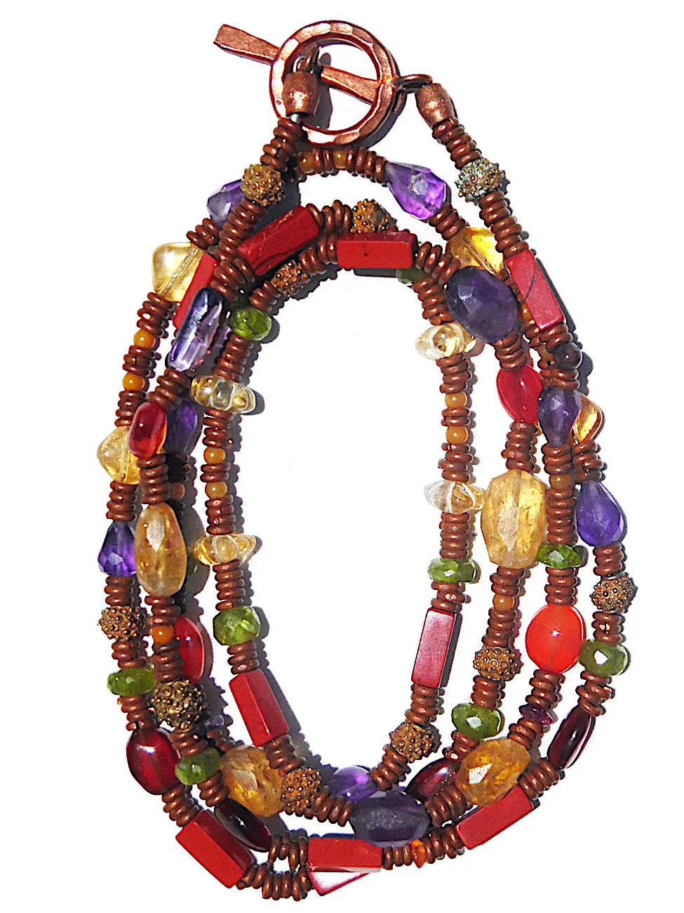 Necklace Copper And Semiprecious Mix Double Length