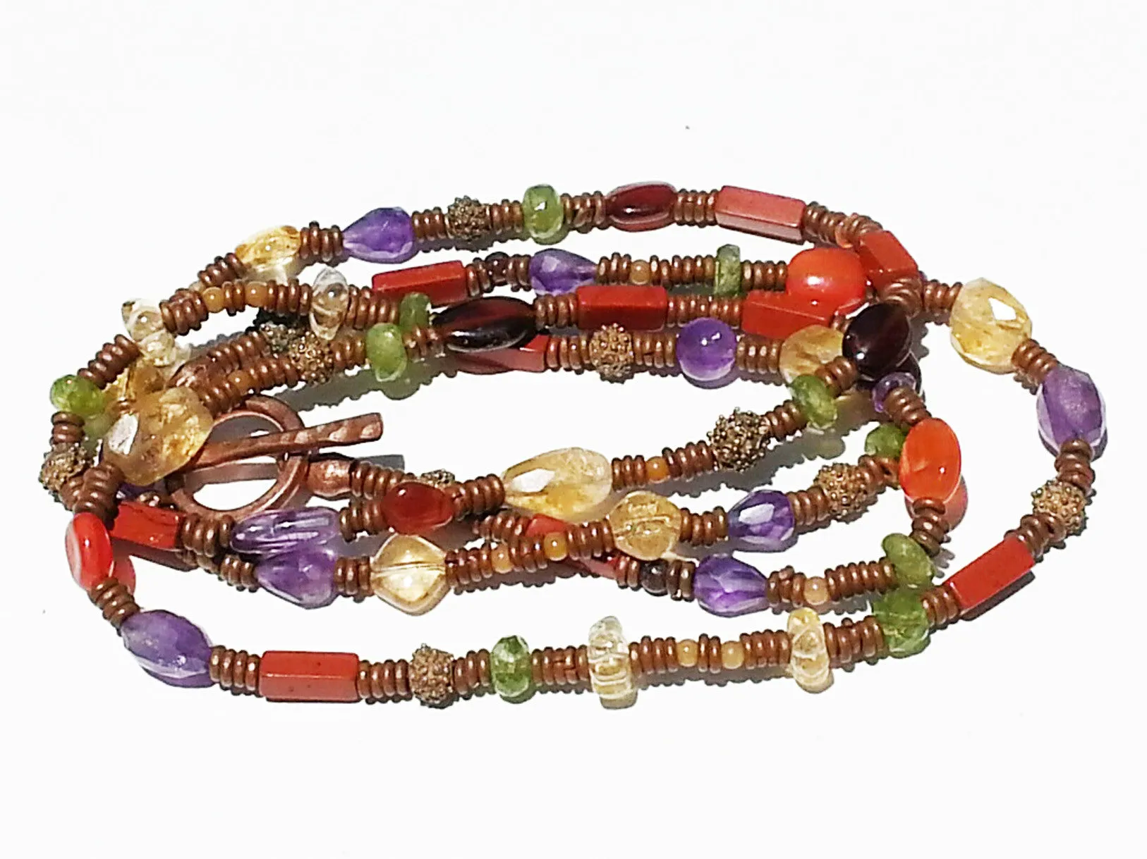 Necklace Copper And Semiprecious Mix Double Length