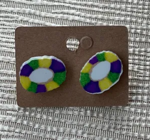 NOLA king cake stud earrings