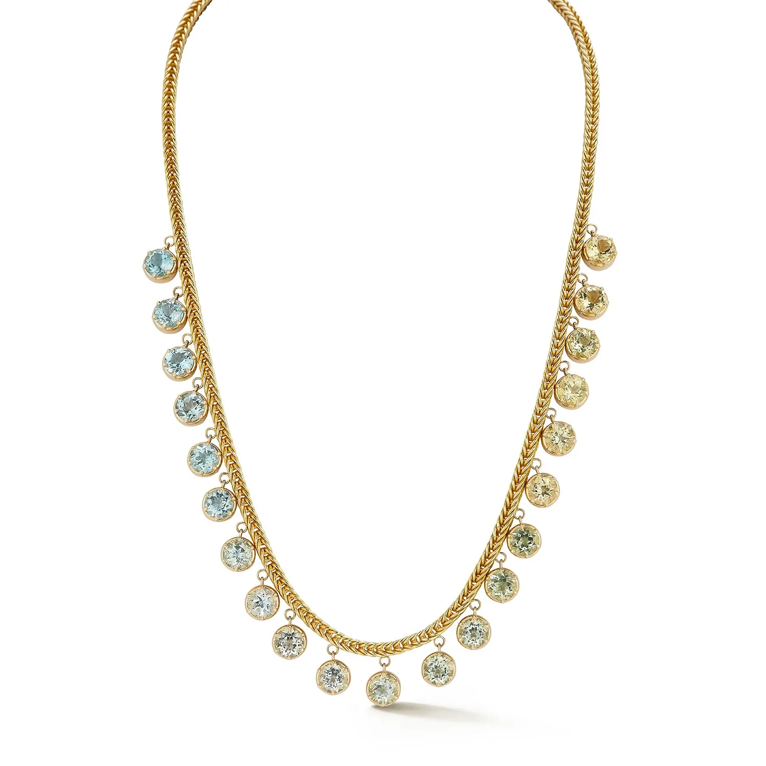 Ombré Fringe Necklace - Aquamarine and Citrine