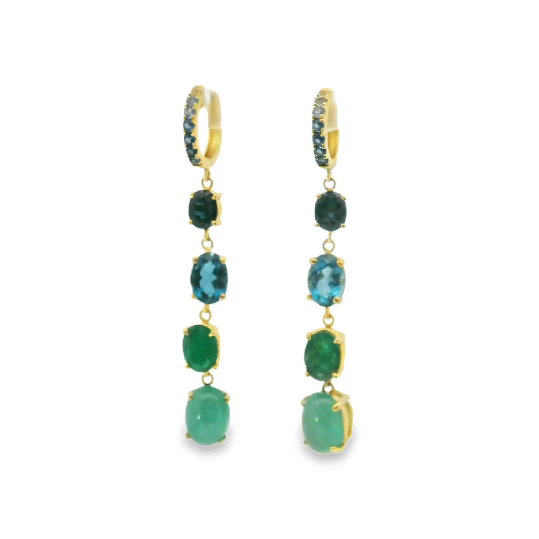 Ombre Green & Blue Gemstone Drop Earrings