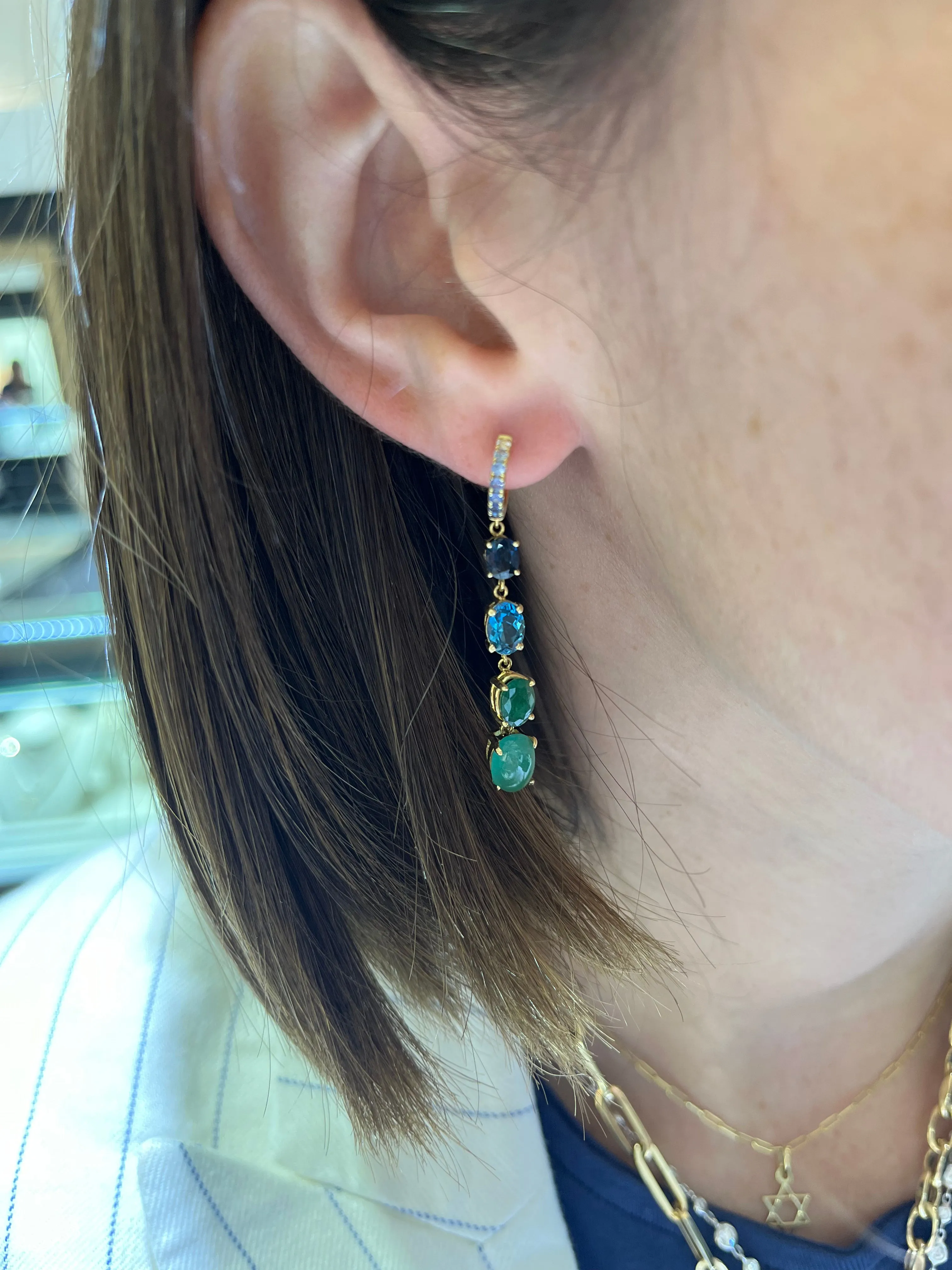 Ombre Green & Blue Gemstone Drop Earrings