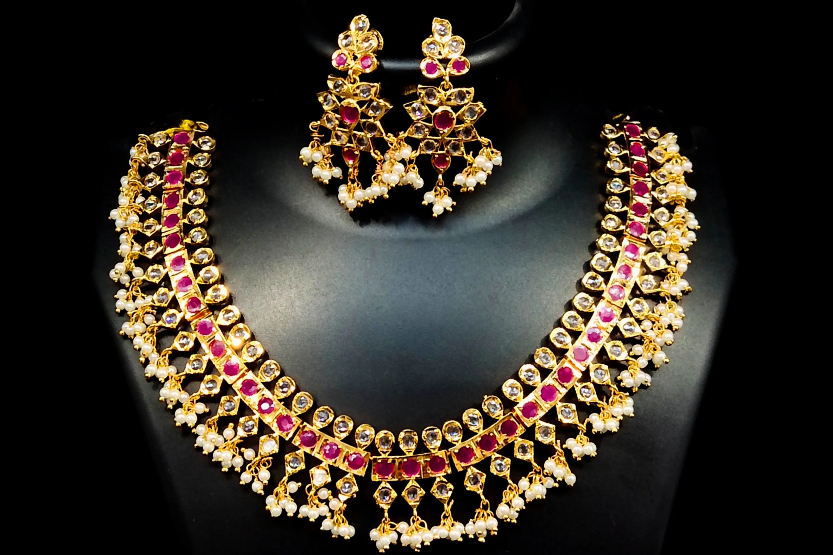 One Gram Gold  Polki Guttapusalu Necklace set By Asp Fashion Jewellery