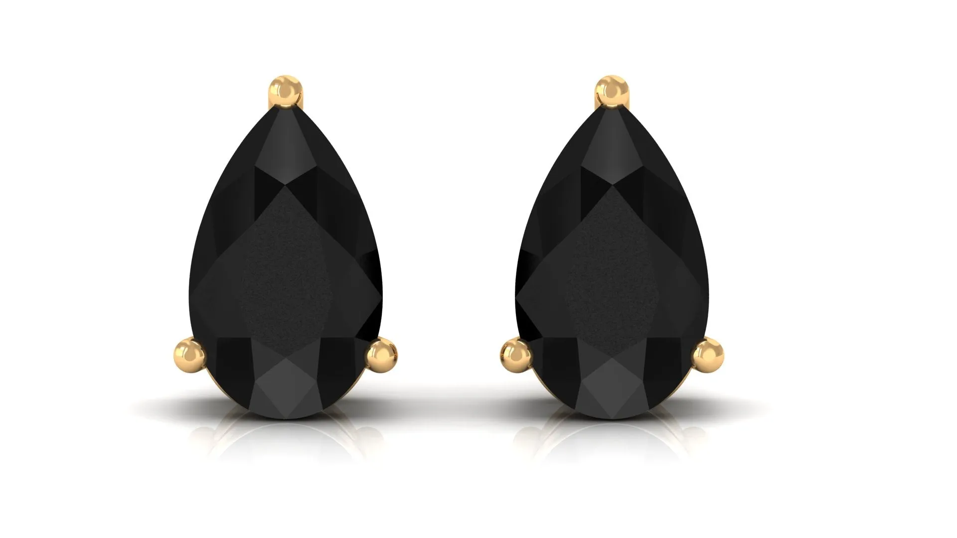 Pear Shape Black Diamond Solitaire Stud Earring in 3 Prong Setting