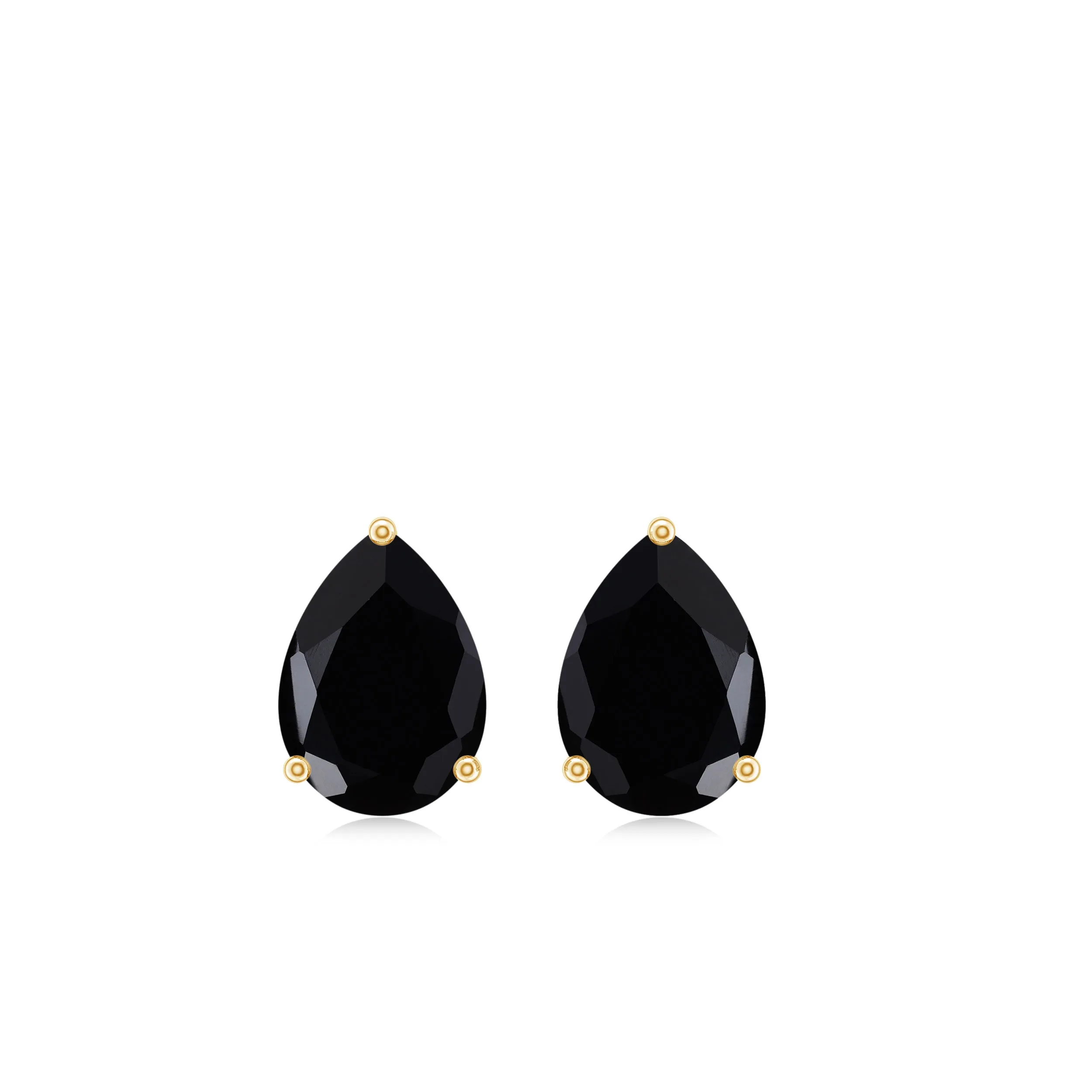 Pear Shape Black Diamond Solitaire Stud Earring in 3 Prong Setting