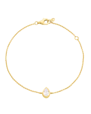 Pear Solitaire Diamond Bracelet - 14K Yellow Gold