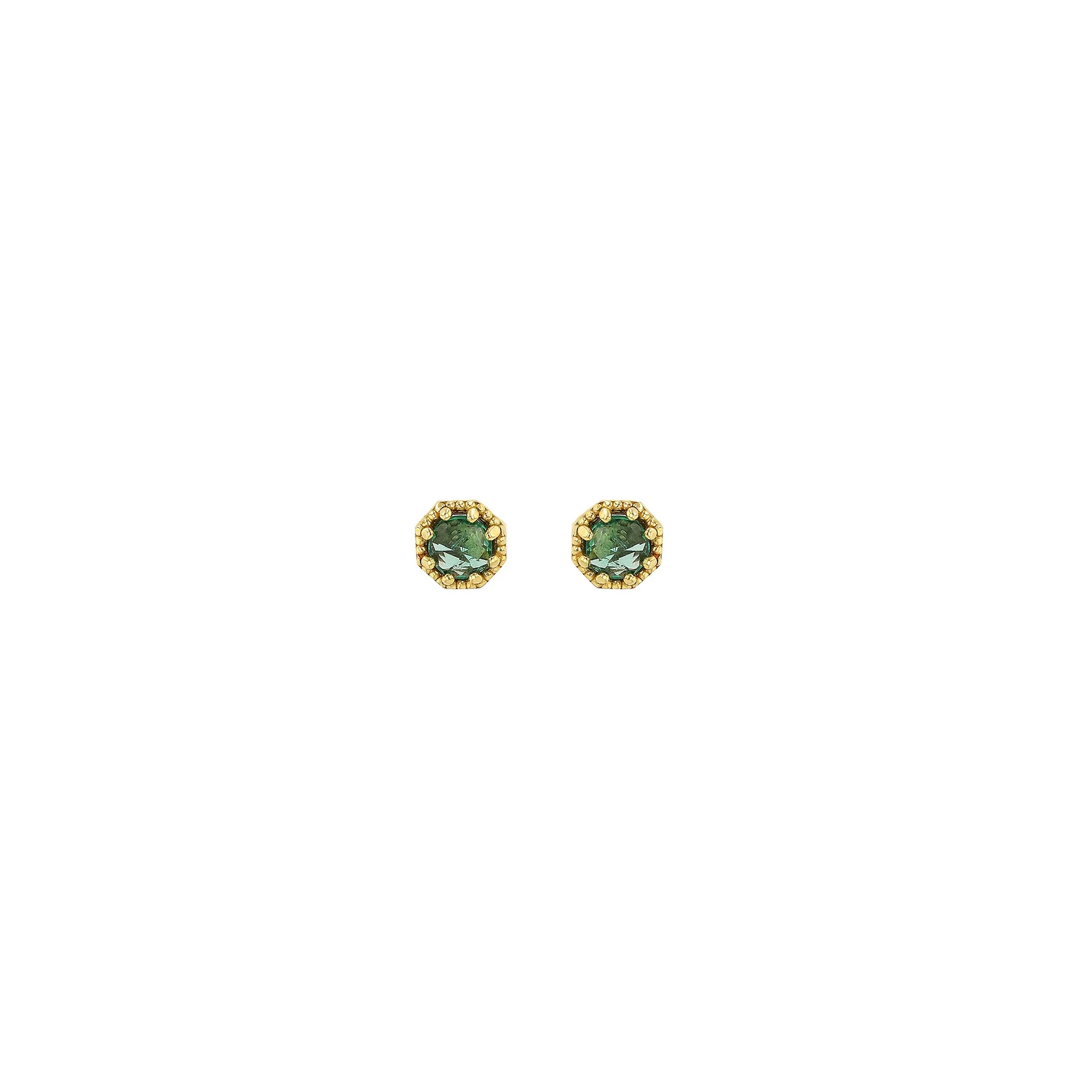 Petite Crown Bezel Emerald Earrings