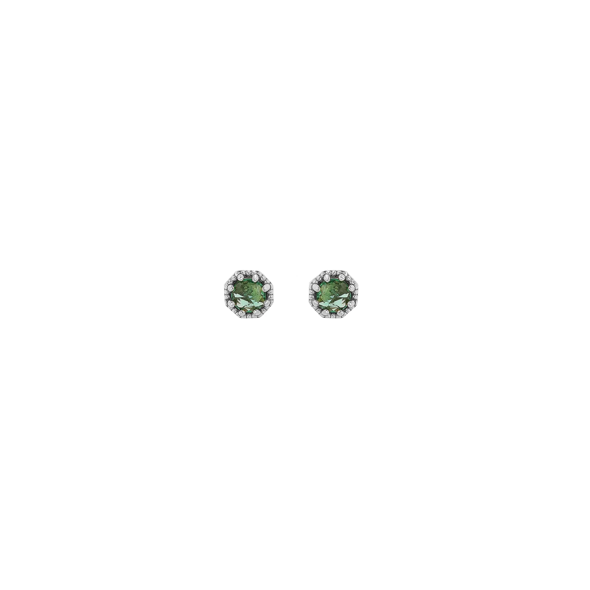 Petite Crown Bezel Emerald Earrings