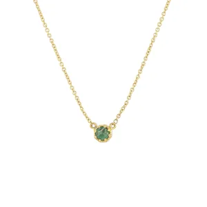 Petite Crown Bezel Emerald Necklace