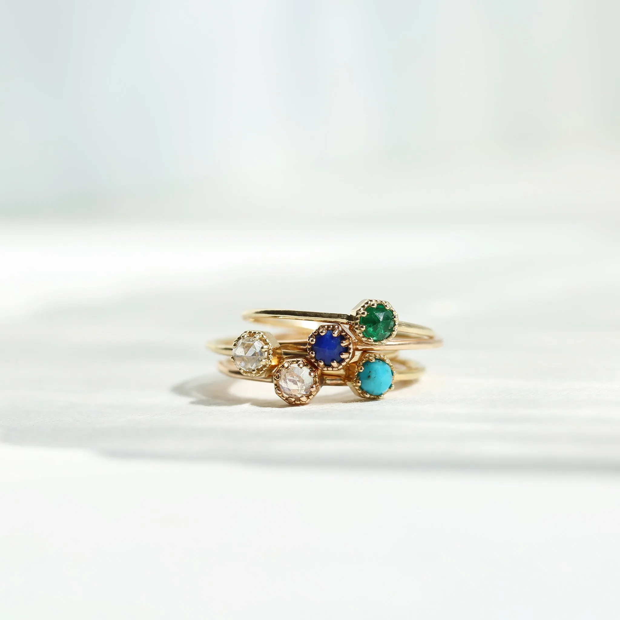 Petite Crown Bezel Emerald Ring