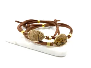 Picture Jasper Tan Suede Crystal Diffuser Bracelet