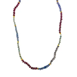 Pink Garnet & Tanzanite Gemstone Mix Necklace