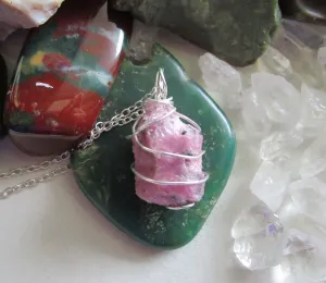 Pink Ruby Raw Natural Gemstone Crystal Pendant Necklace