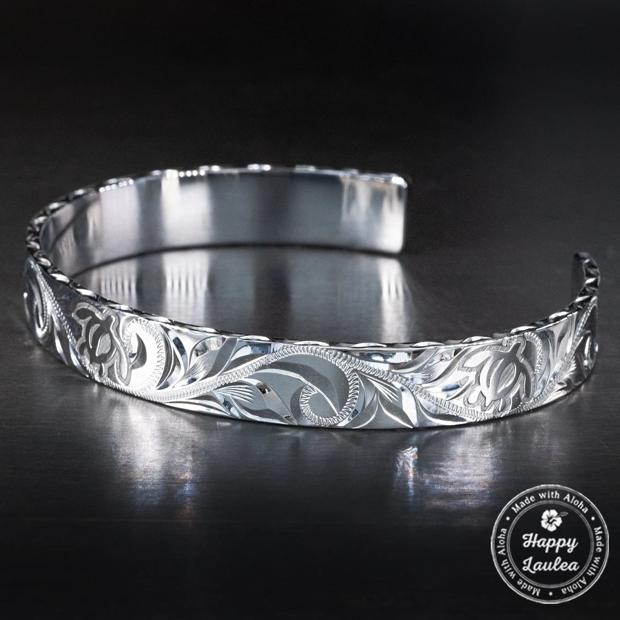 Platinum 950 Bracelet [10mm] Hawaiian Old English Design & Sea Turtle Design