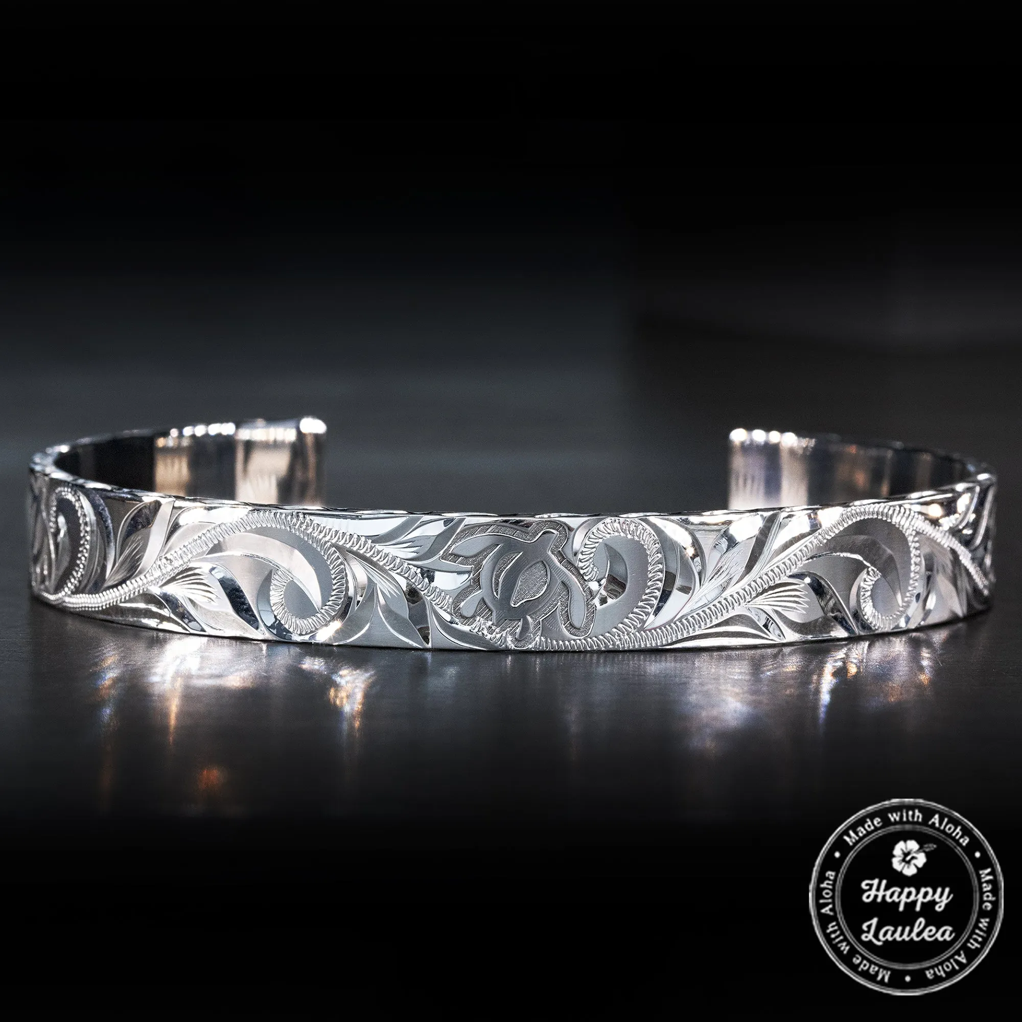 Platinum 950 Bracelet [10mm] Hawaiian Old English Design & Sea Turtle Design