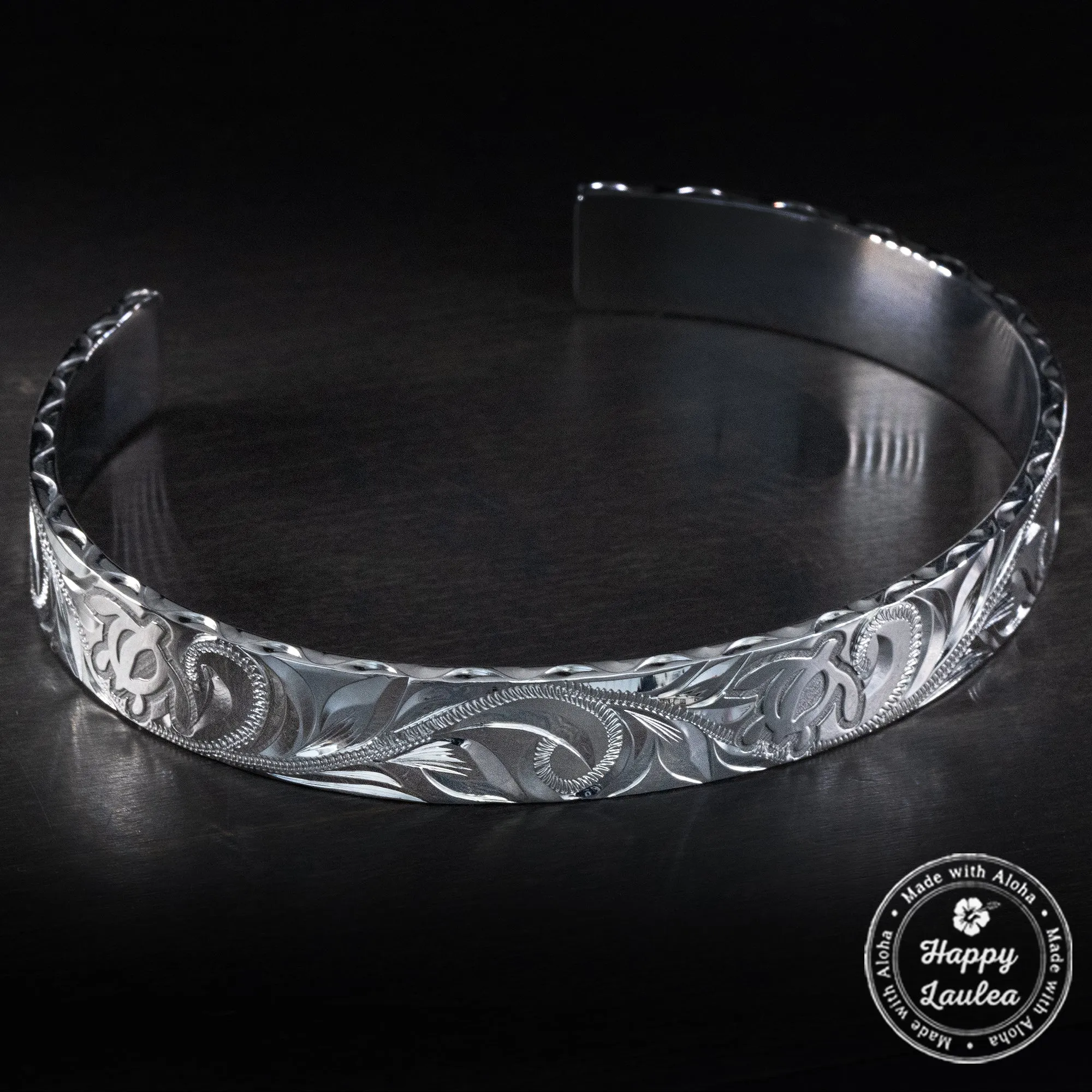 Platinum 950 Bracelet [10mm] Hawaiian Old English Design & Sea Turtle Design