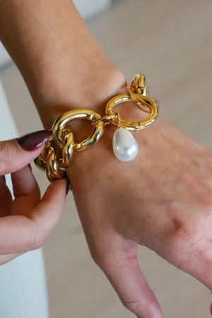 Precious Pearl Gold Chain Bracelet