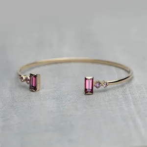 Prism Bangle- Rhodolite garnet & pink sapphires