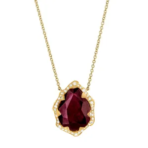 Queen Water Drop Ruby Necklace with Full Pavé Halo | Ready to Ship