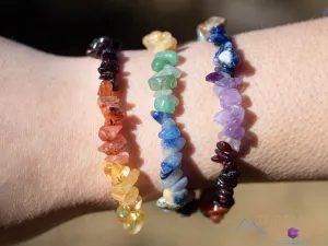 RAINBOW CHAKRA Crystal Bracelet - Chip Beads - Beaded Bracelet, Handmade Jewelry, Healing Crystal Bracelet, E1951