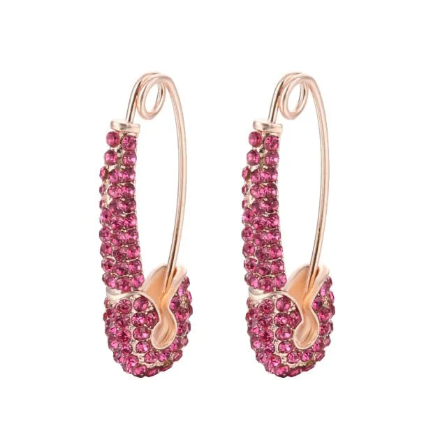 Rainbow Pin Drop Earrings for Women and Girls with Zircon in Gold Color