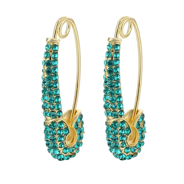 Rainbow Pin Drop Earrings for Women and Girls with Zircon in Gold Color