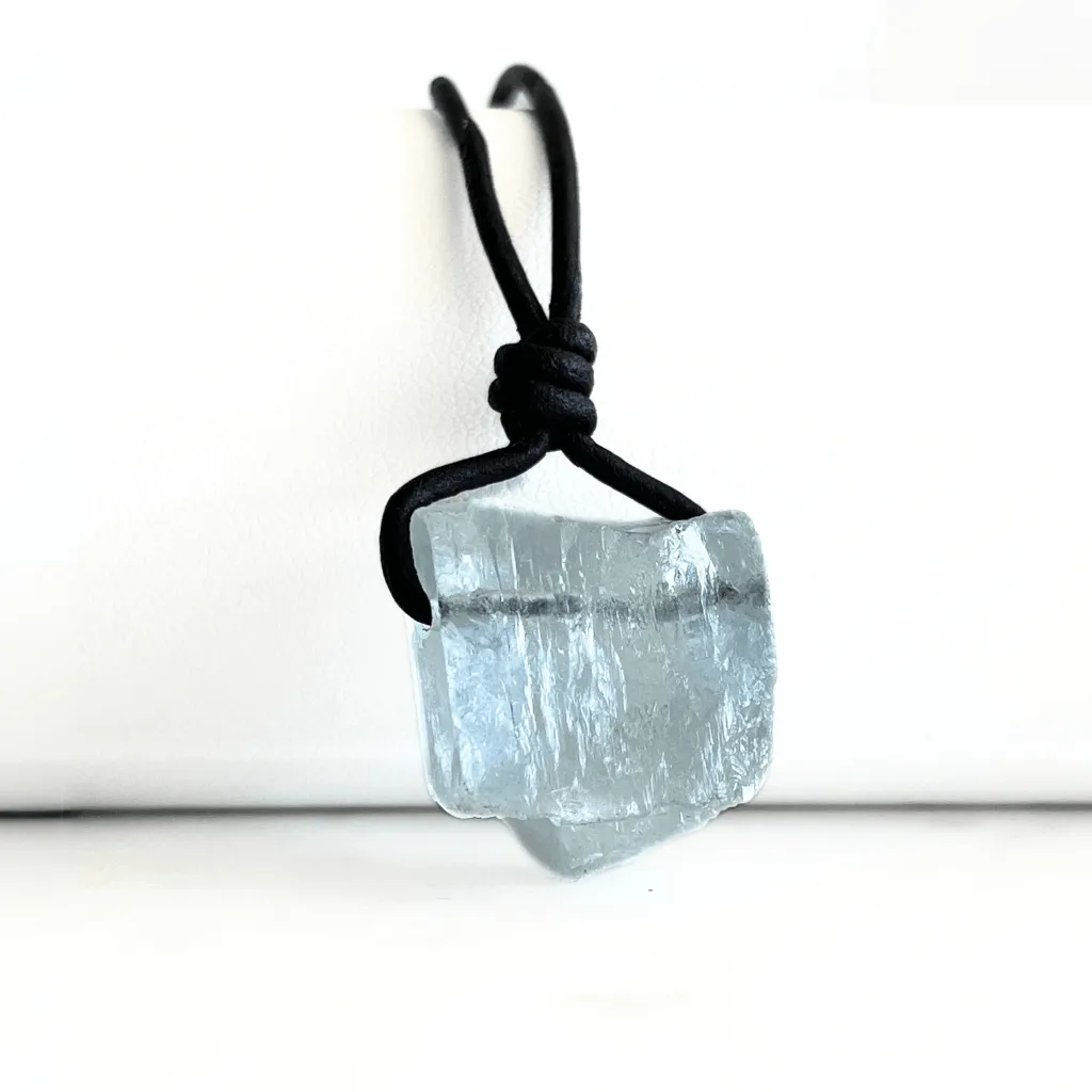 Raw OOAK Aquamarine Gemstone Pendant - Natural Serenity